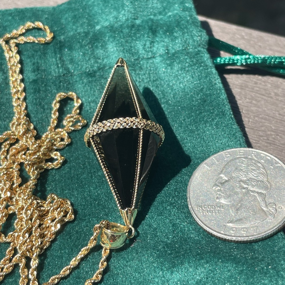 Vintage 14kt Smoky Quartz 3D Octahedron Bi-Pyramid Pendant - PENDANT ONLY